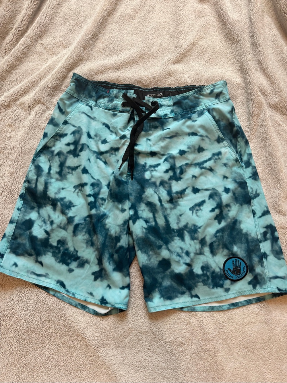 Body Glove Vapor Board Shorts Men’s 34 Blue Tie Dye Swim Trunks Mesh Liner